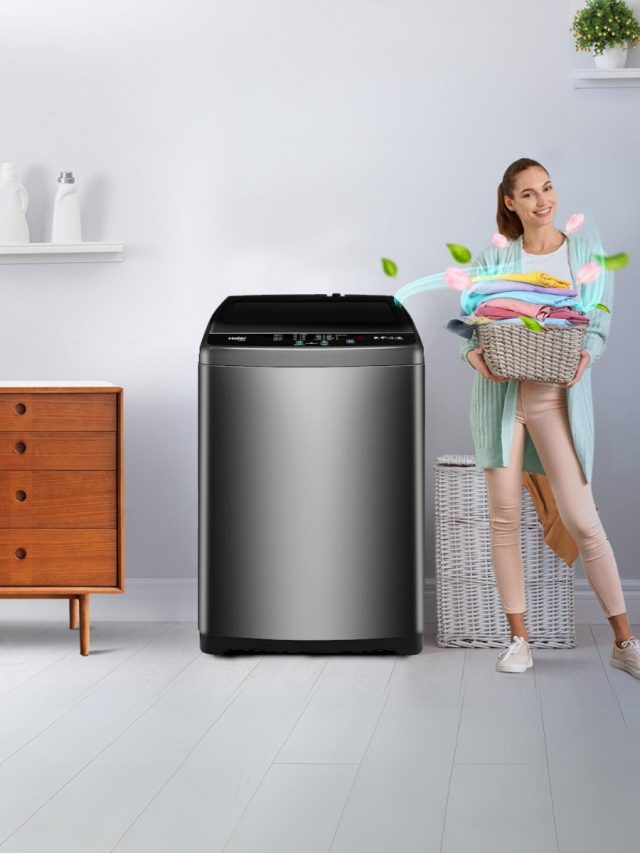 Top load washing machine for compact spaces