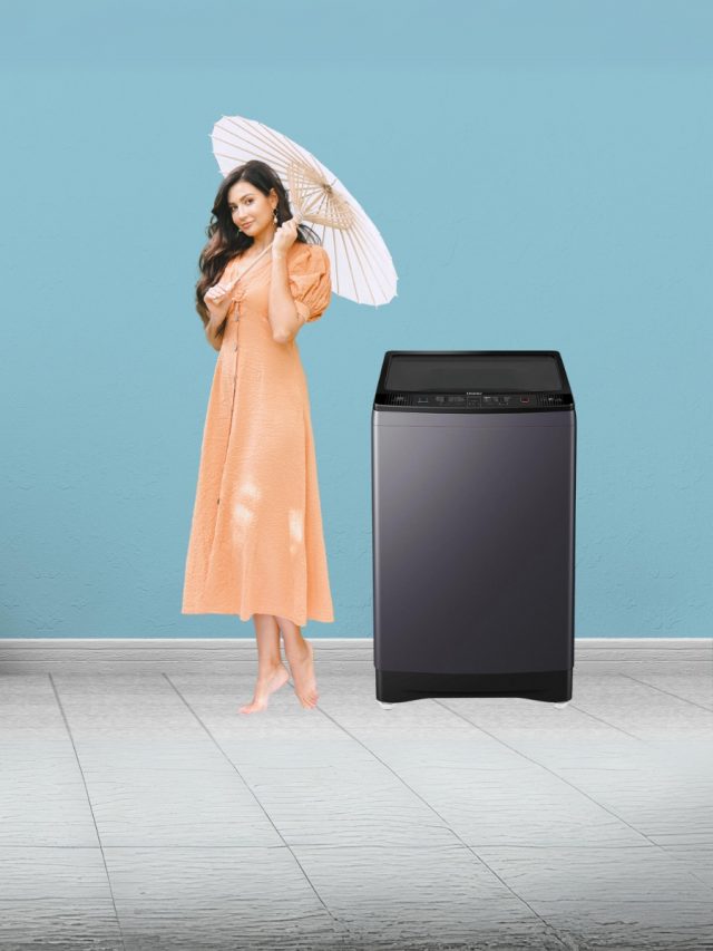 Top load washing machine and woman with heavy cloths