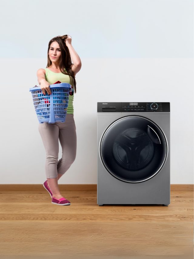 washing machine and woman