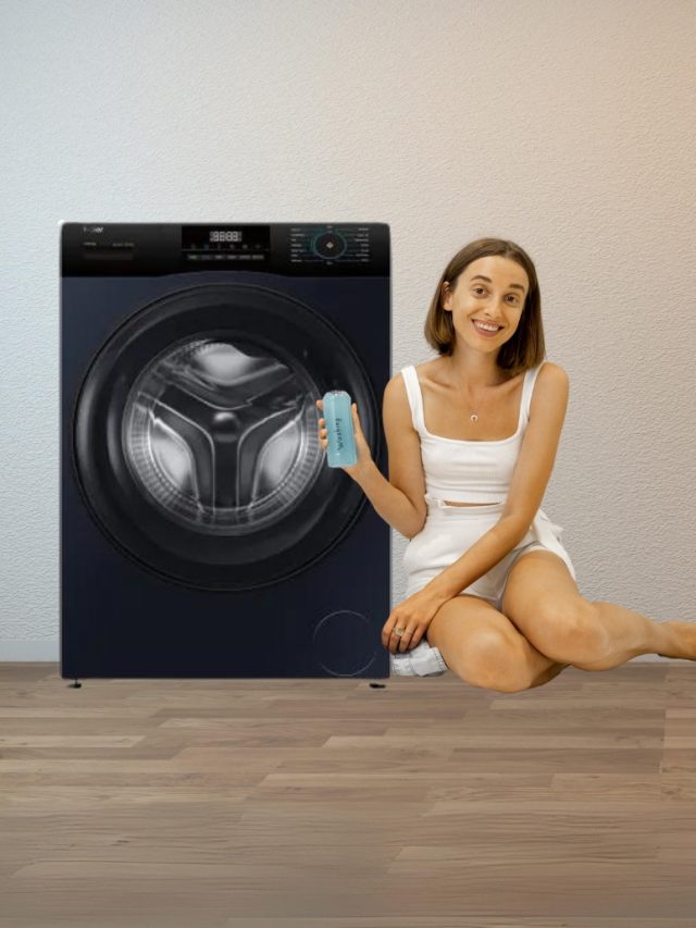 woman and washing machine