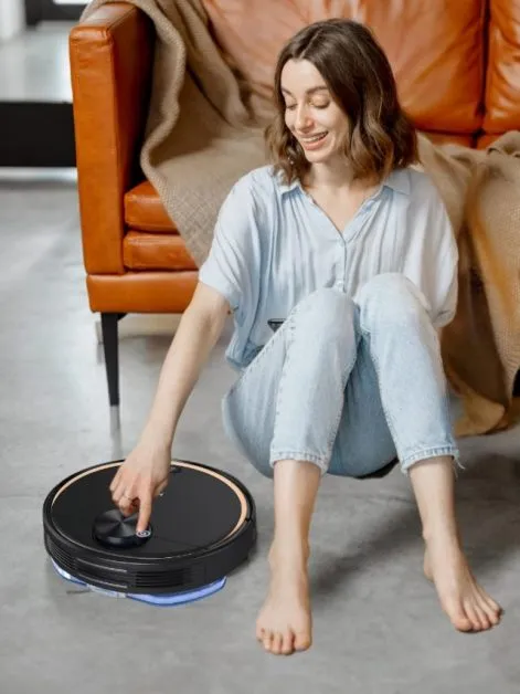 Robot Vacuum cleaner and Woman