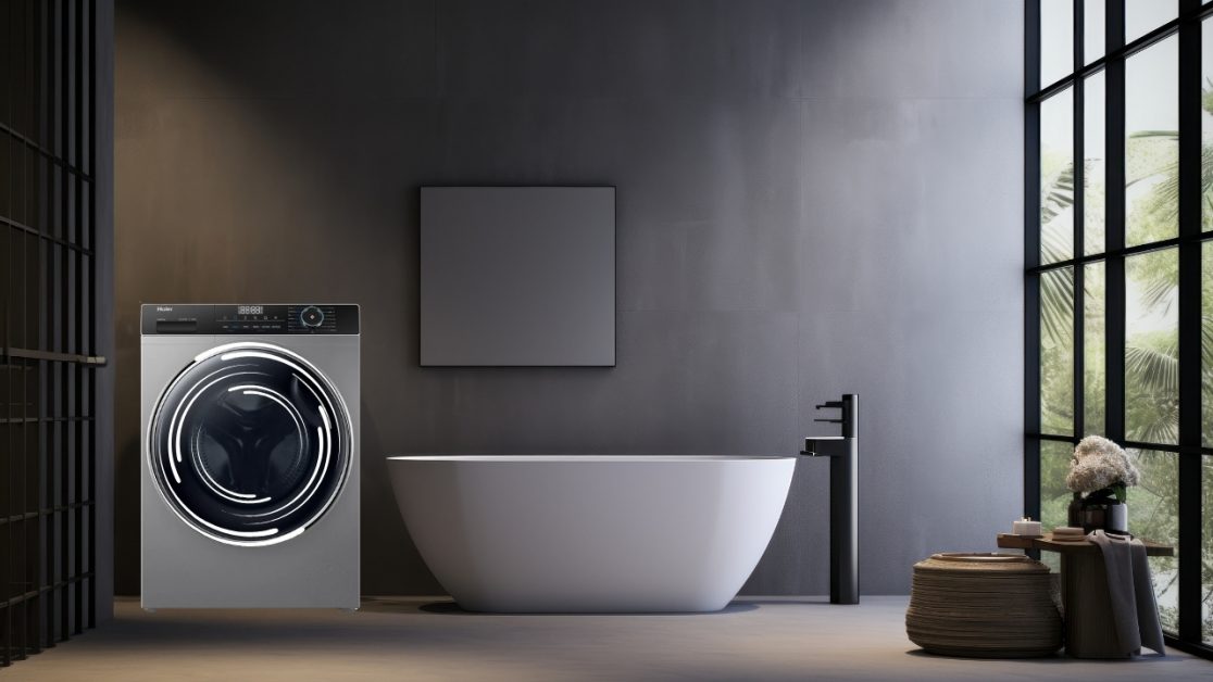 washing machine in bathroom