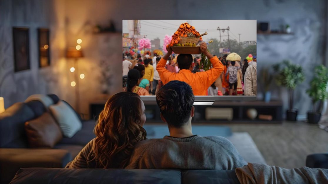 LED TV for Streaming Chhath Puja Rituals Live
