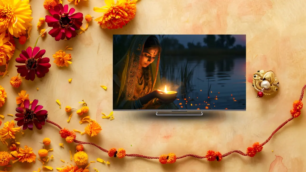 LED TV for Streaming Chhath Puja Rituals Live