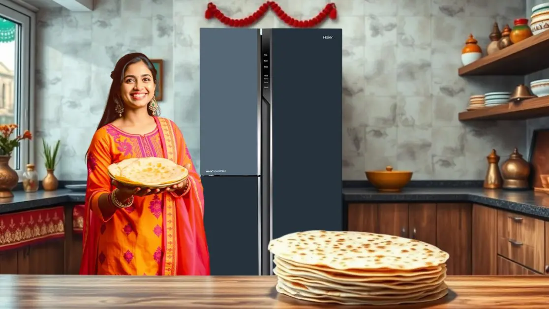 Get Grey Onyx Glass Finish 3 Door Side By Side Refrigerator to keep Paratha Fresh