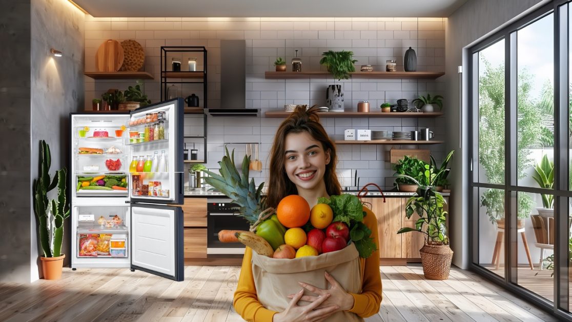 arrange items inside a refrigerator