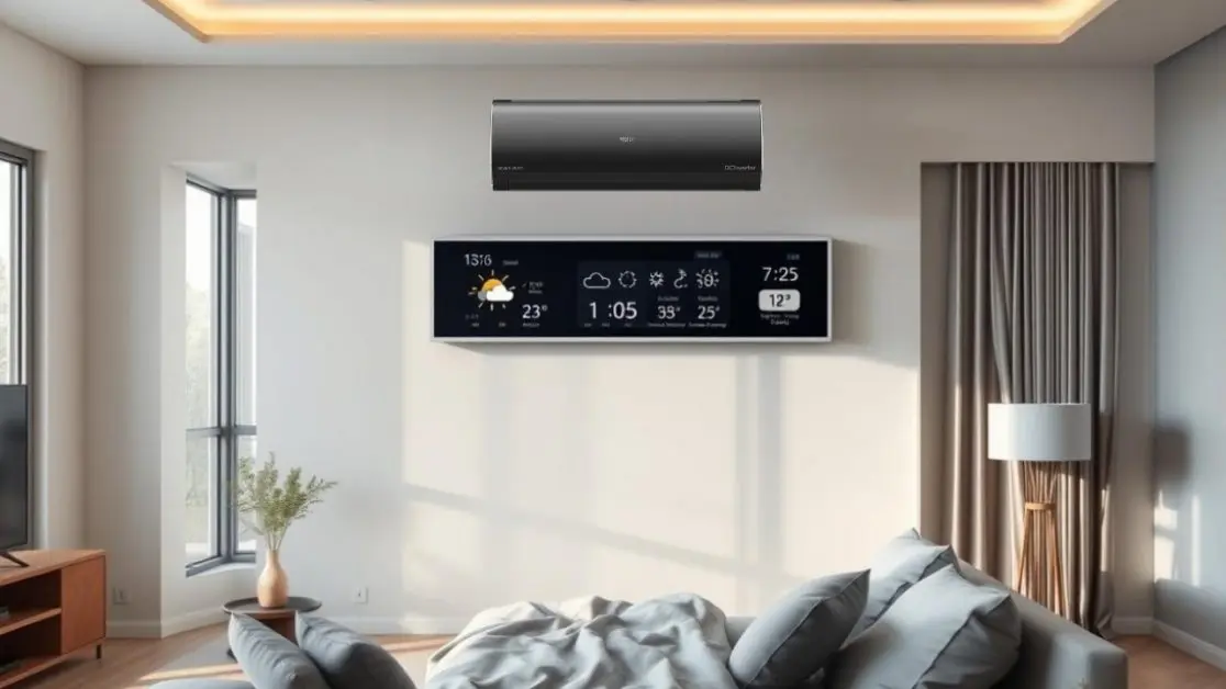 Air conditioner in a room with Temperature display