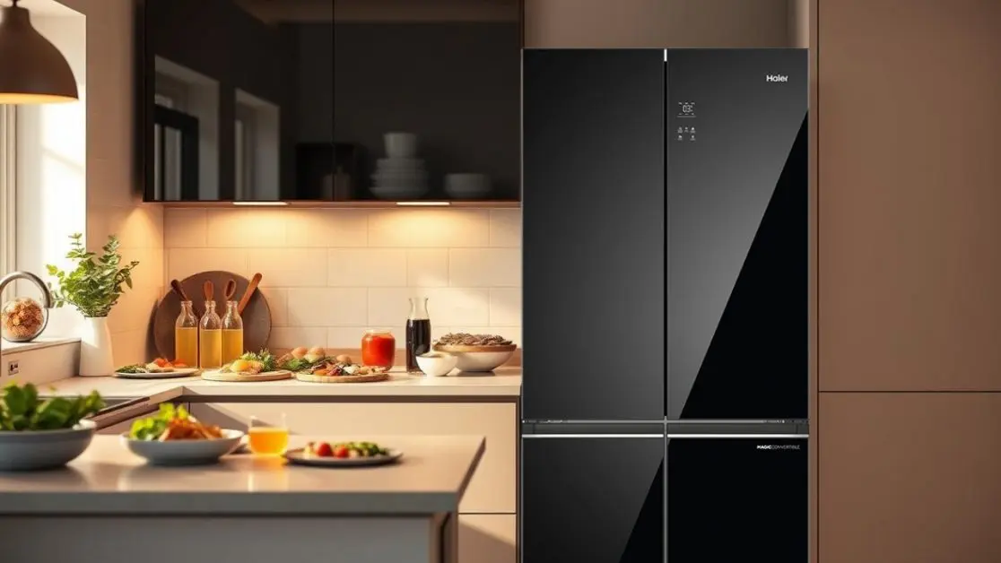 Black Glass Finish Refrigerator Adds a Modern Touch to Your Kitchen