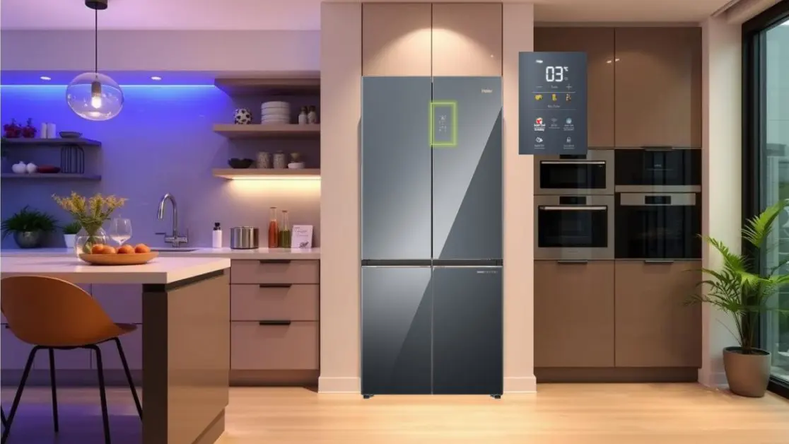 Colorful Digital Display Panel in 4 door refrigerator