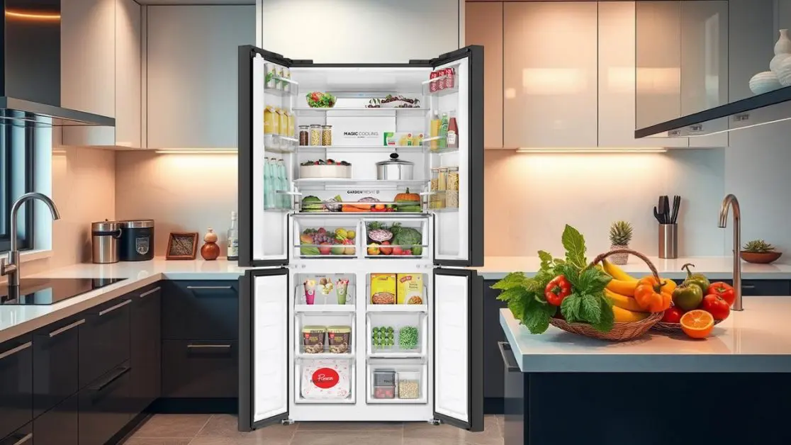 Dedicated Fruit and Vegetable Storage in 4 door refrigerator