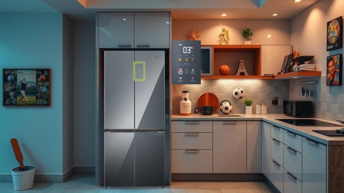 Get Colorful Digital Display Panel in 4 door refrigerator
