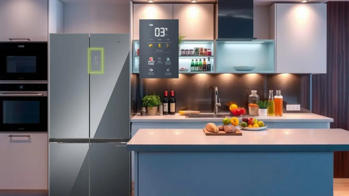 Large Colourful LED Digital Panel on Refrigerator