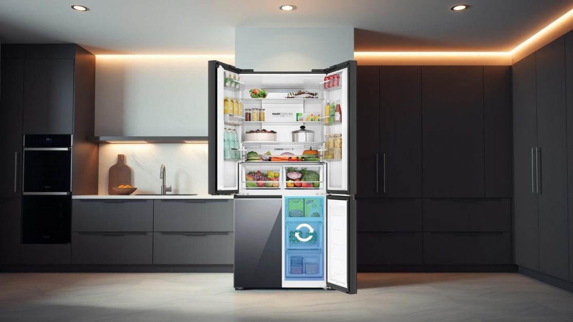 Mirror Glass 4 Door Convertible Refrigerator