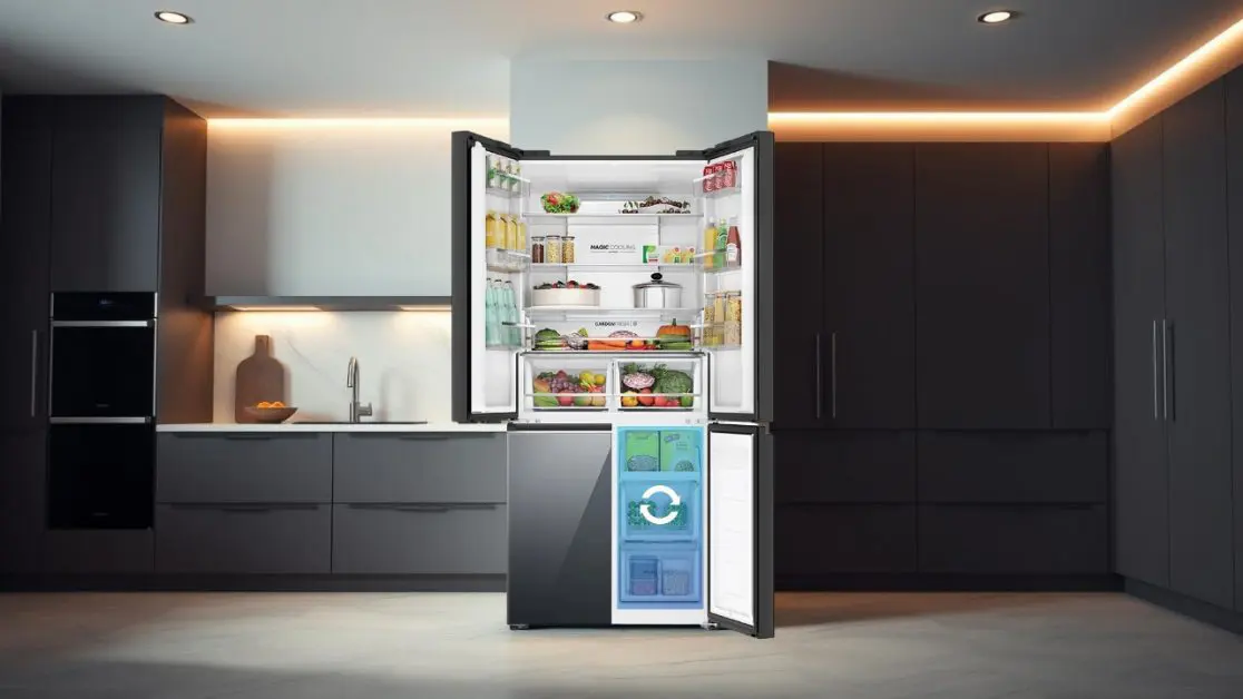 Mirror Glass 4 Door Convertible Refrigerator
