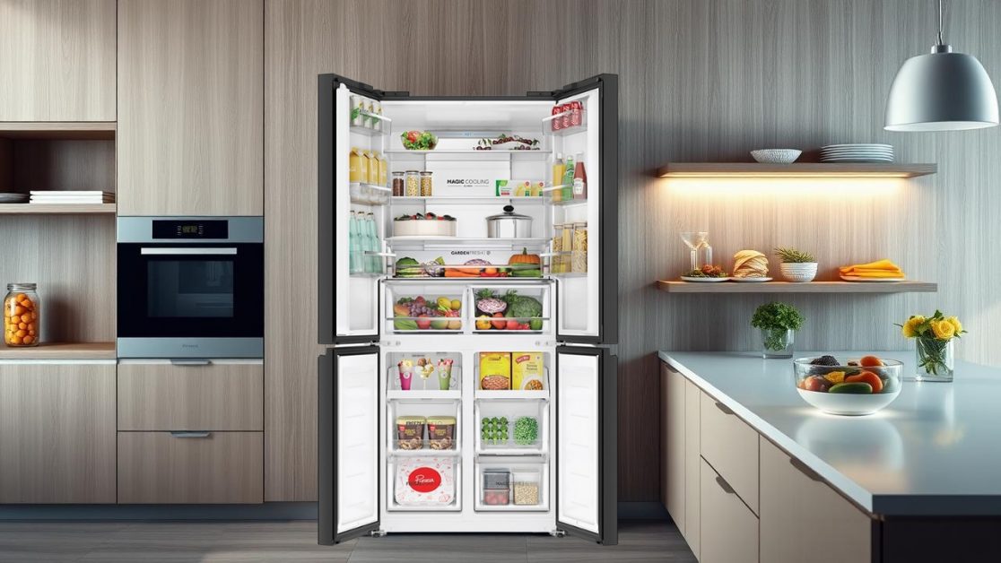 Sun Lit Interior in 4 door refrigerator