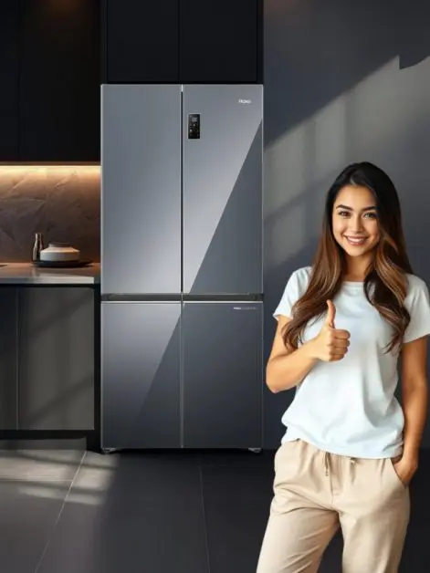 Refrigerator with a glass finish enhances kitchen luxury