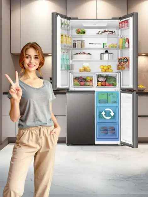 Use Convertible section in 4 door refrigerator