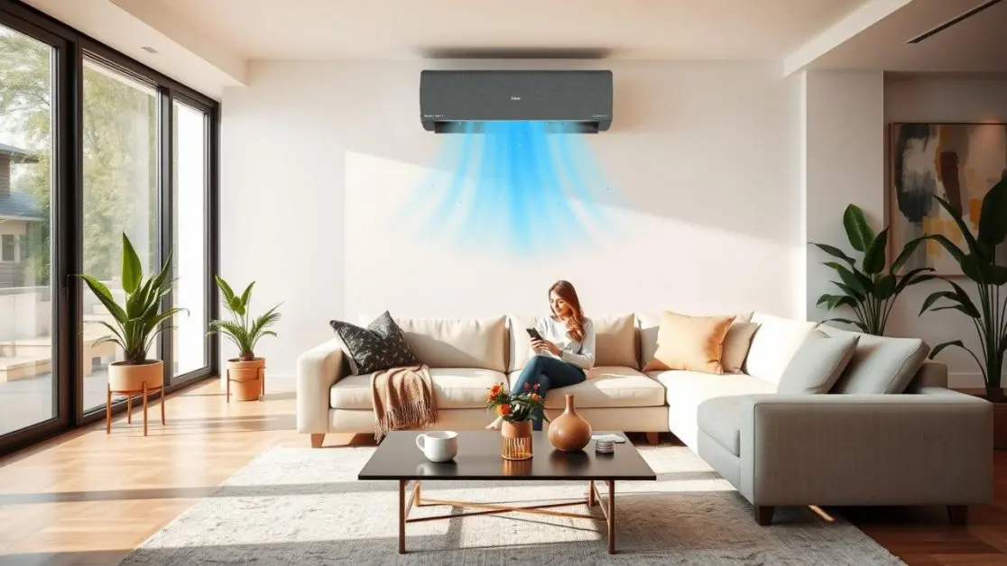 Air conditioner showing cool air flow