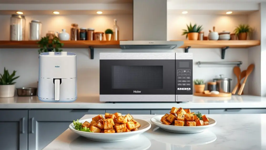 Air fryer and convection microwave with air fried food