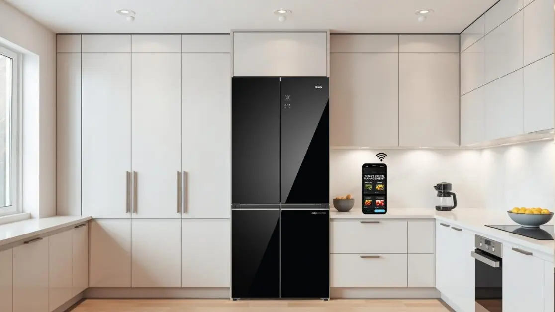 Black Glass 4-Door Convertible Refrigerator