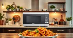 Microwave with built in Air Fryer and fried meal