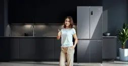 Premium Mirror Glass Finish in 4 door refrigerators