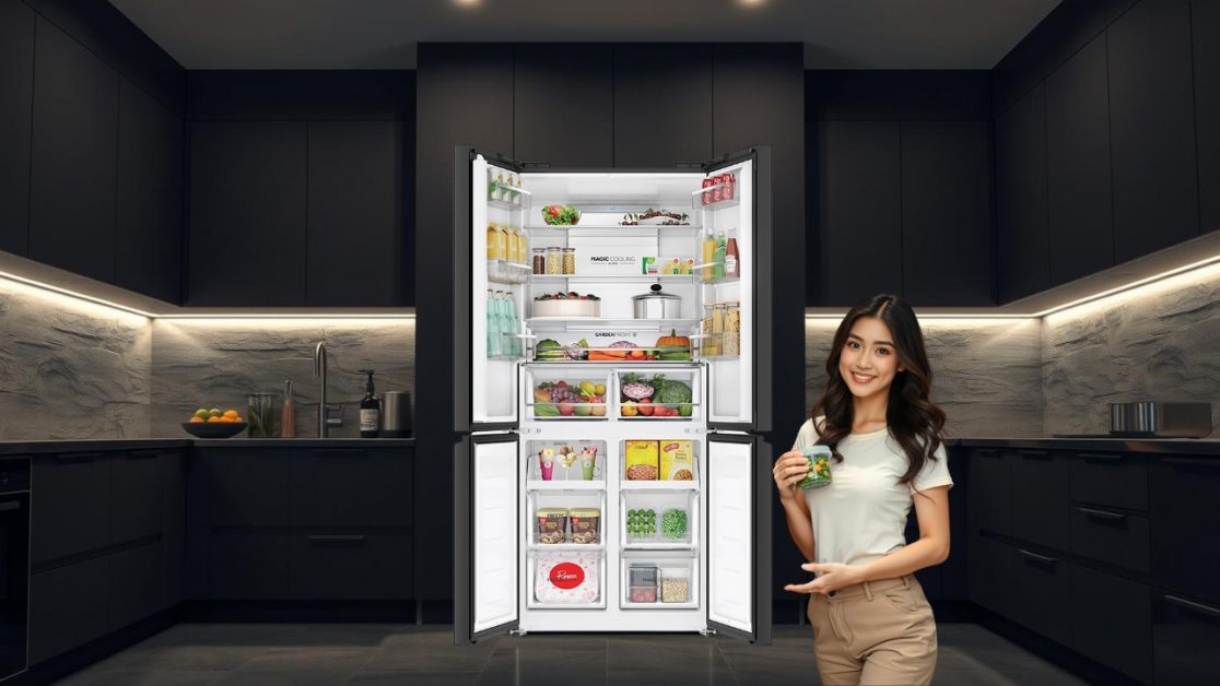 Store food strategically in 4 door refrigerator
