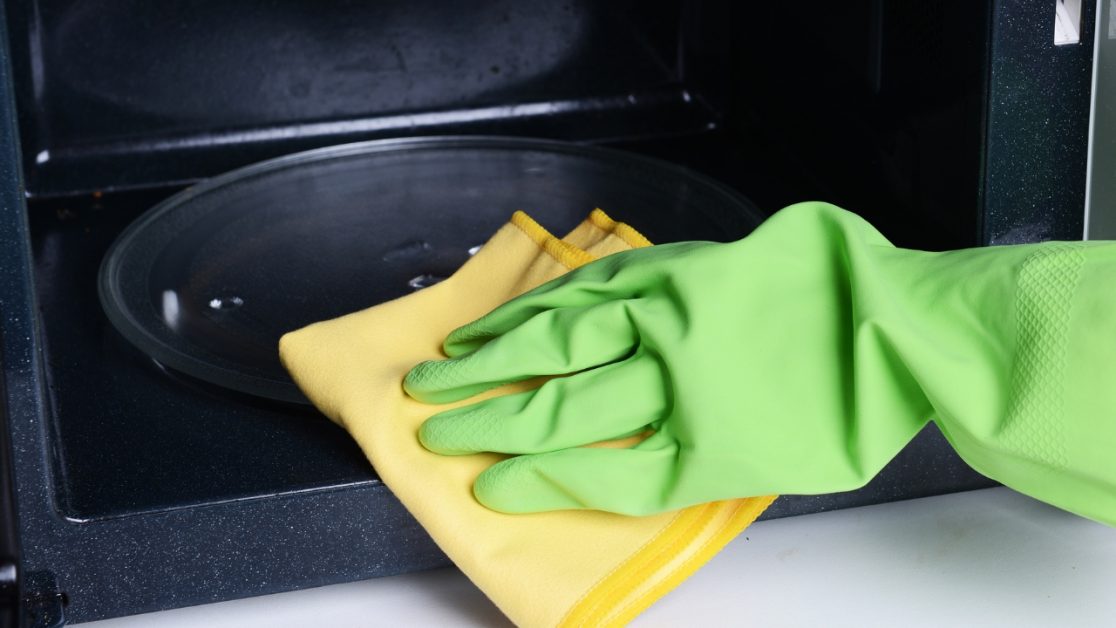 Wipe the Rotating Tray in microwave