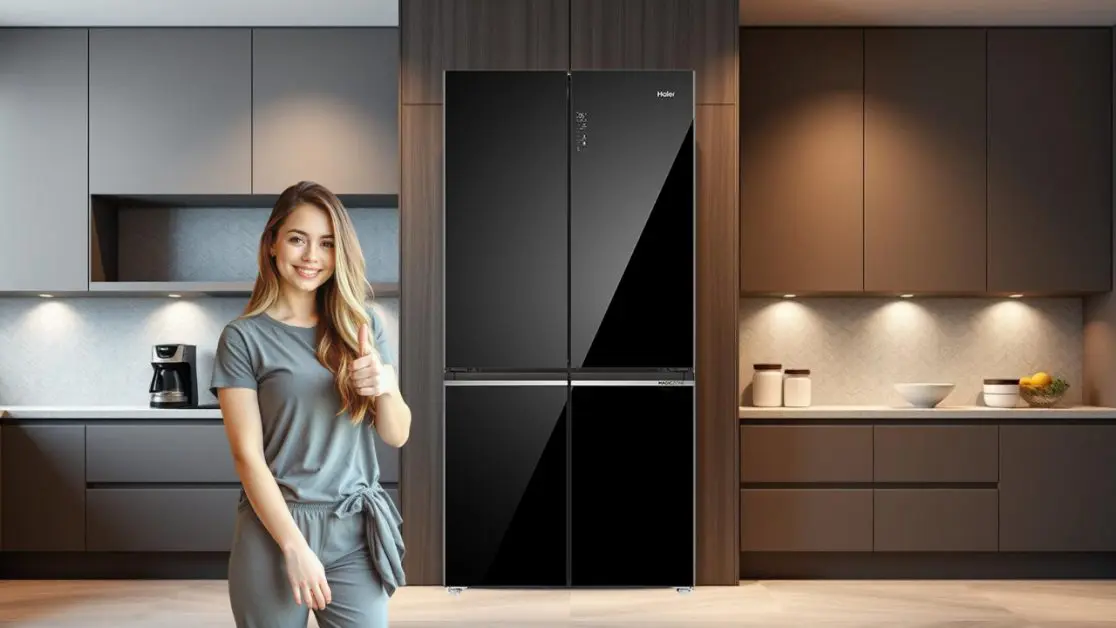 Premium Black Glass Refrigerator