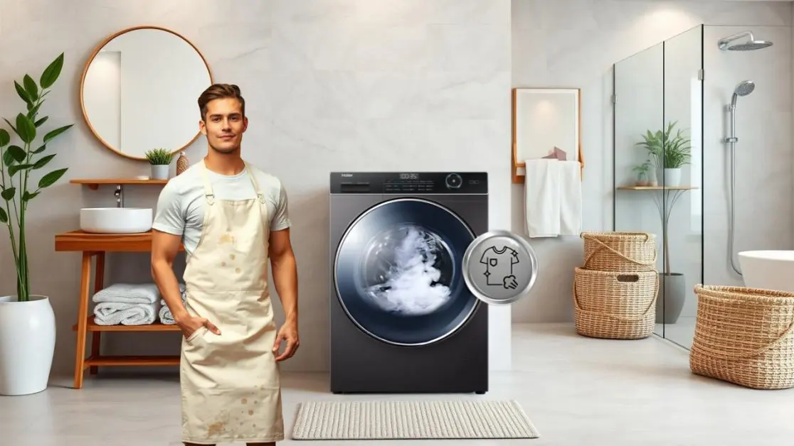 Curry-Stained Apron Deserves This Steam Wash in washing machine