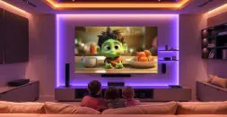 Kids watching cartoon in Mini LED TV