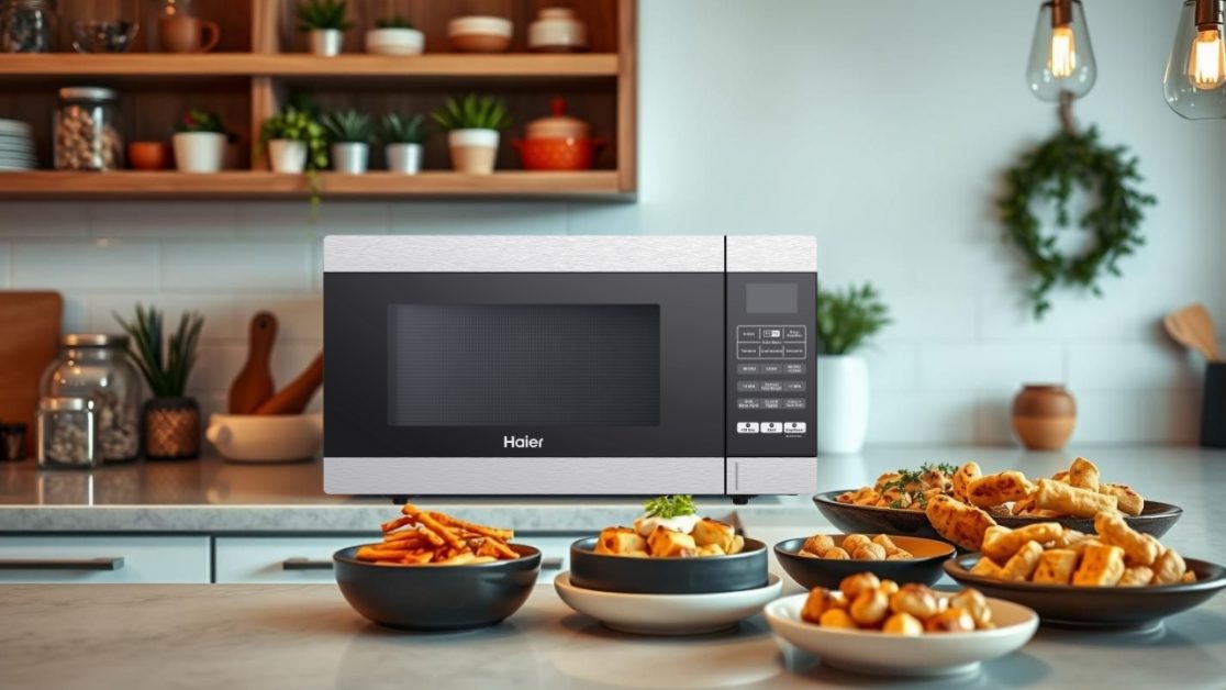 Microwave with Built-in Air Fryer for crunchy snacks
