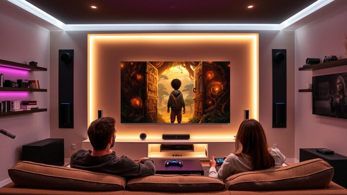 Play Adventure games in big Mini LED TV