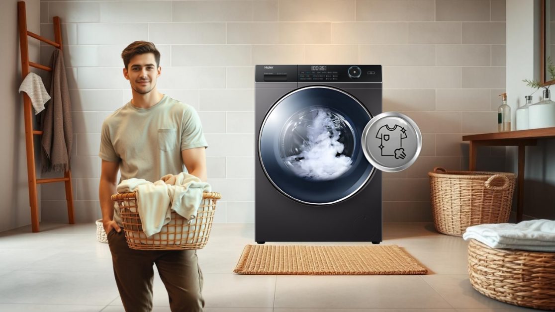 Washing machine with PuriSteam mode