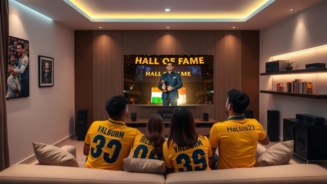 Watch Dhoni holding a trophy in a mini LED TV