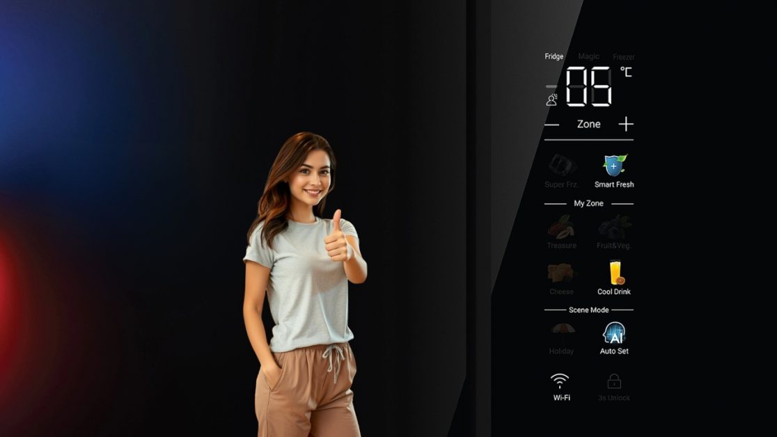 Digital Touch Control Panel in 4 door refrigerator