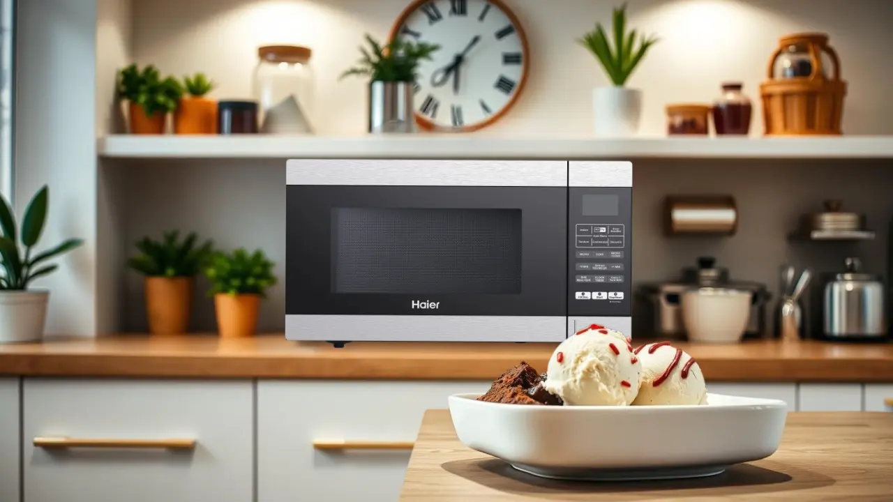 Make perfect brownie with ice cream with this microwave