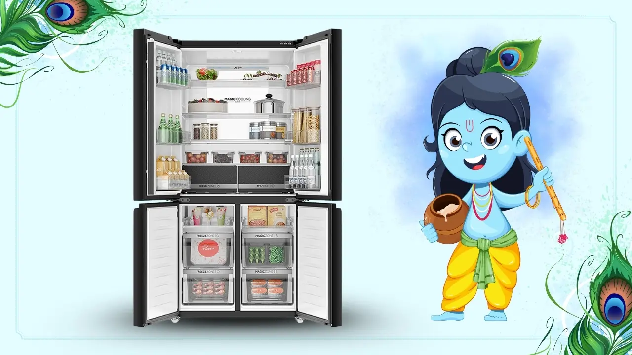 Keep Janmasthami food in 4 door refrigerator