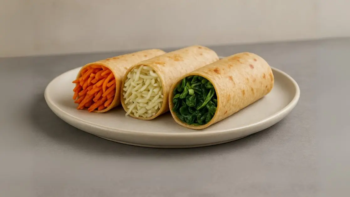 Make Tricolour Vegetable Wraps in air fryer