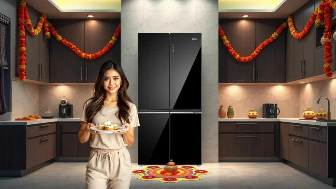 modern Indian hosting with 4 door refrigerator