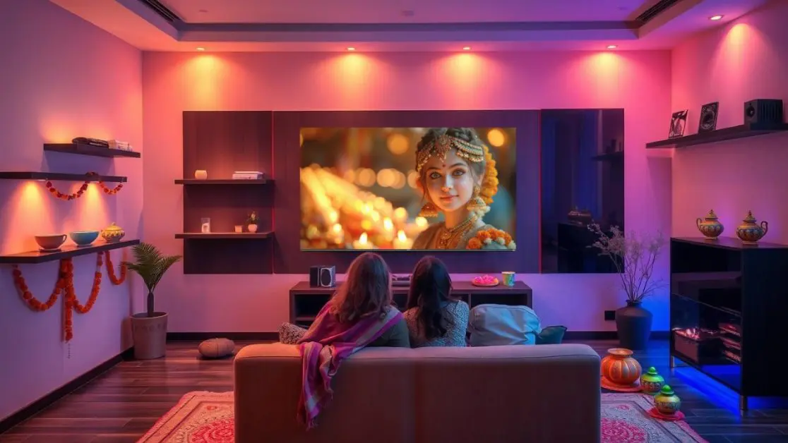 watch Live Diwali aartis in Mini LED TV