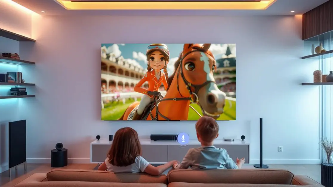 Kids are watching content in OLED TV