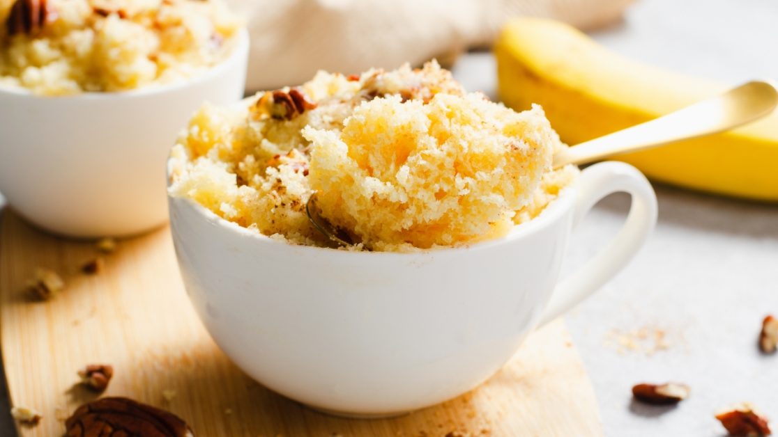 Make Banana Besan Mug Cake in microwave