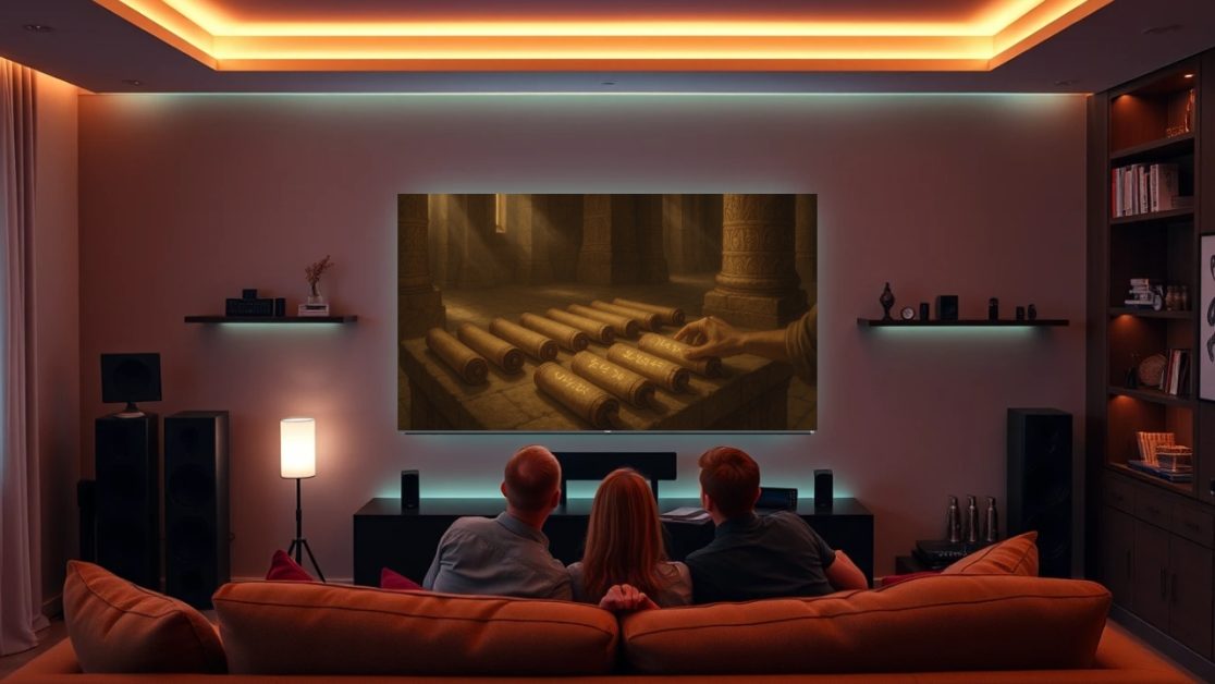 Mythology Meets TV in Modern Living Room