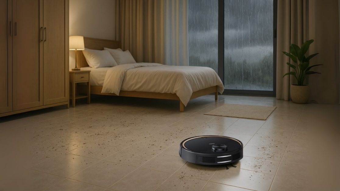 Robot vacuum cleaner cleaning floor