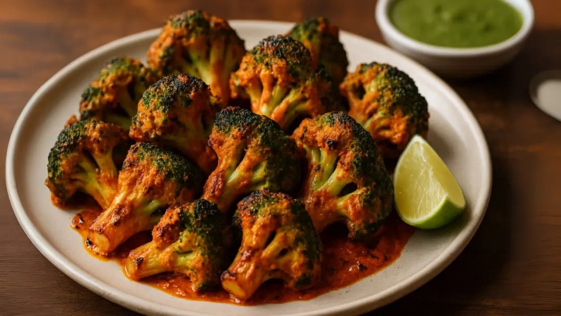 Tandoori broccoli in microwave