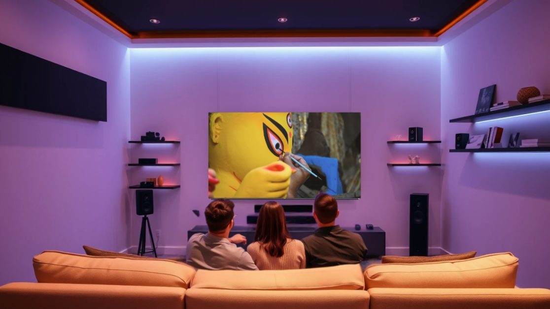 Watch Durga Puja Live Stream on a Mini-LED TV
