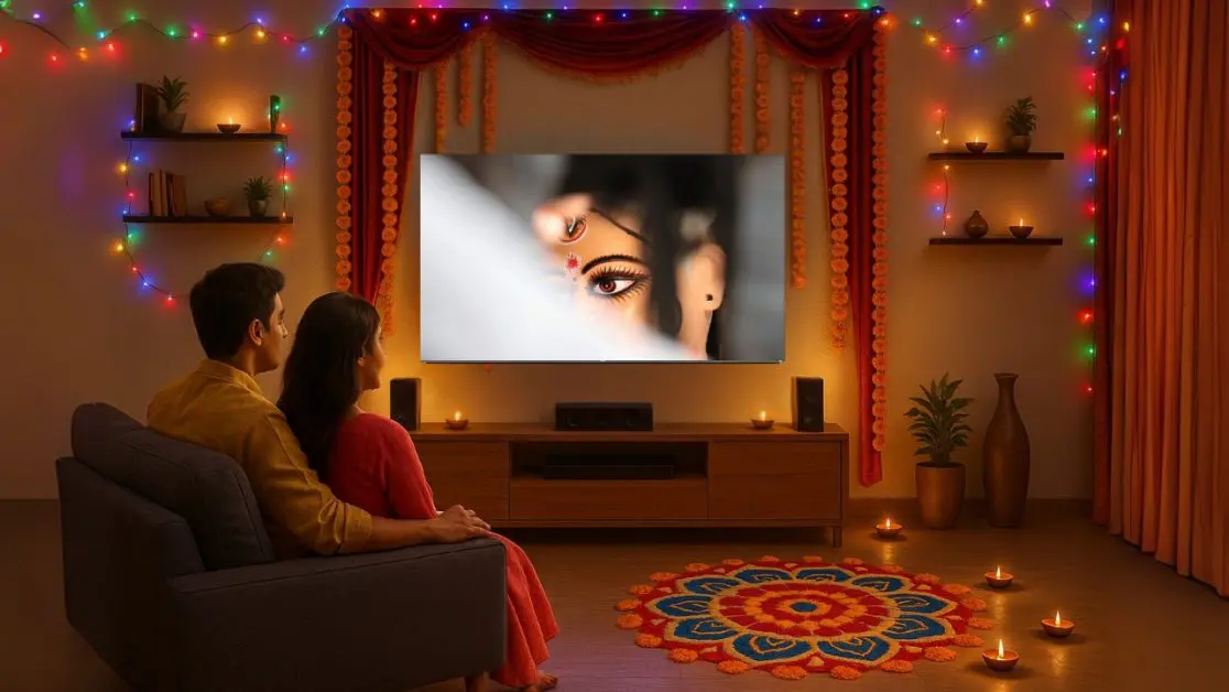 Watch Durga puja live stream in mini LED TV