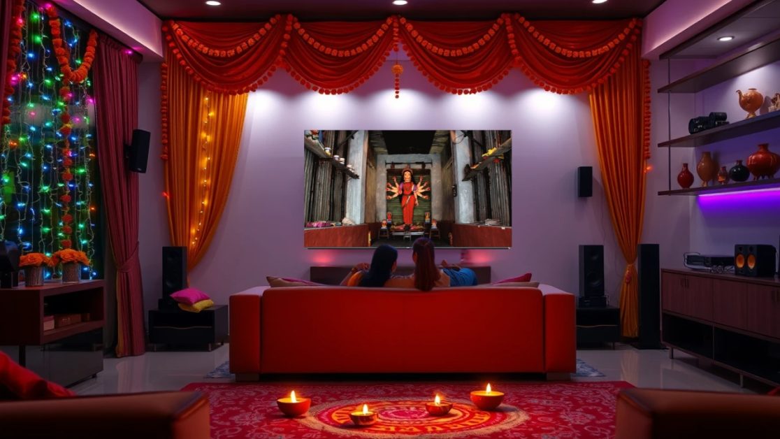 Watch live Durga puja streaming in LED TV