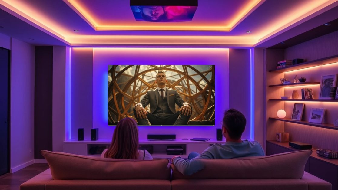 Family binge night with Mini LED TV